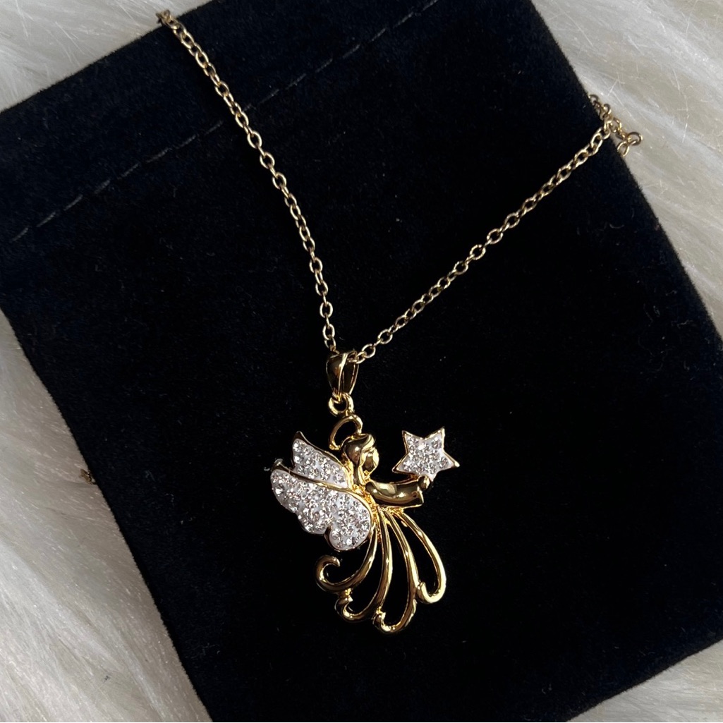 Jcm Jacmel Mauritius Crystal Angel Pendant With Necklace